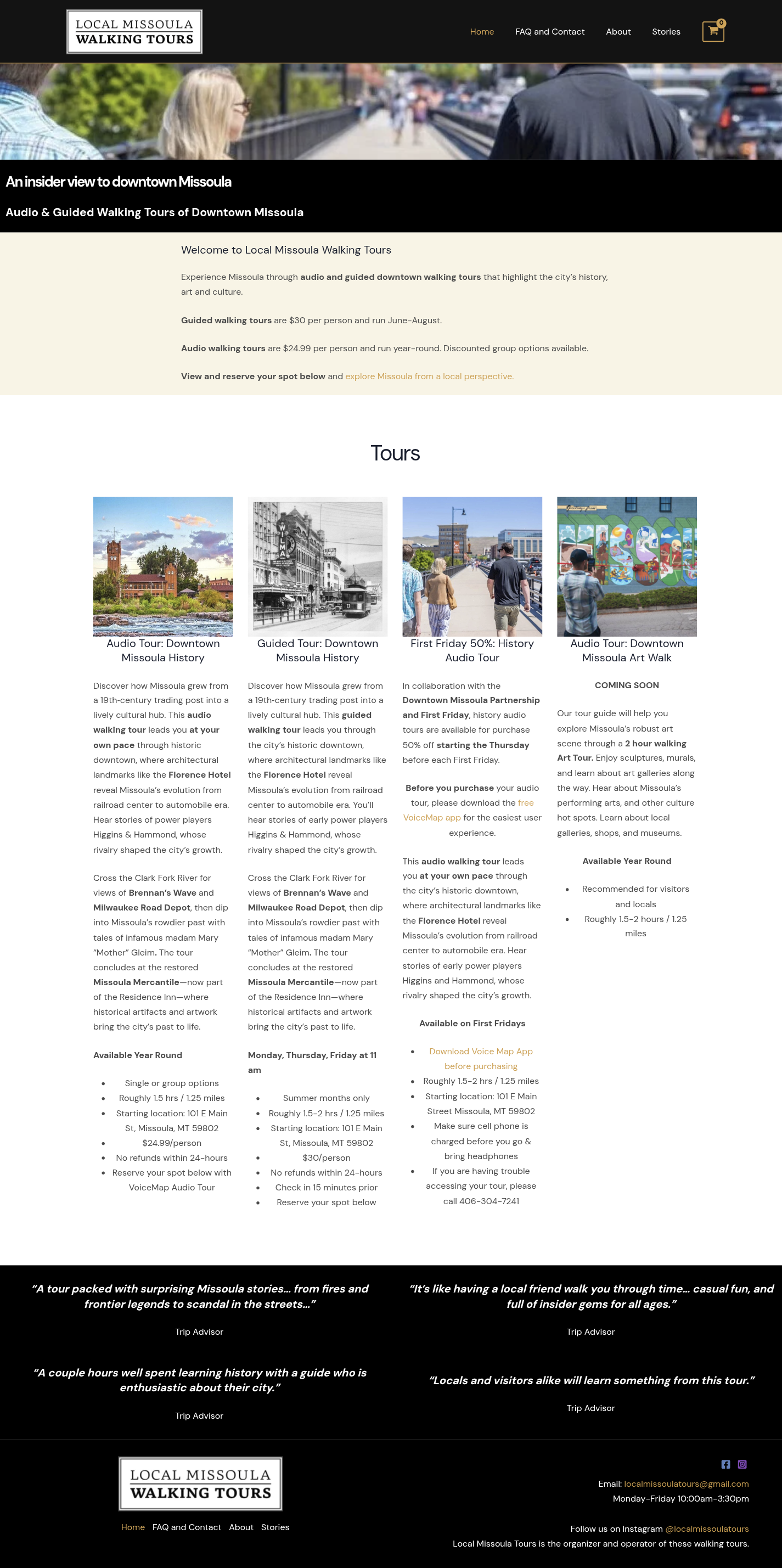 Local Missoula Tours — desktop view